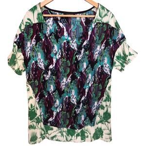 Thakoon Women's Multicolored Artsy Print Lose Fit Statement‎ Blouse Small